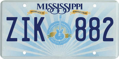 MS license plate ZIK882