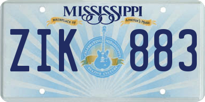 MS license plate ZIK883