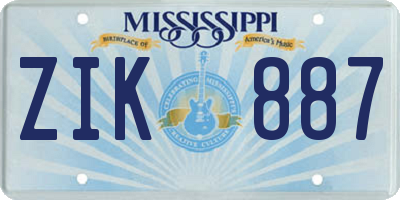 MS license plate ZIK887