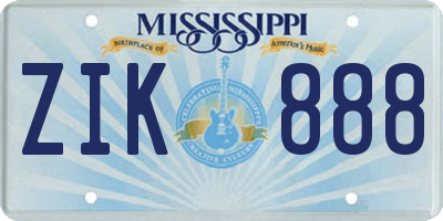 MS license plate ZIK888