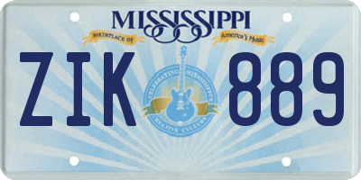 MS license plate ZIK889