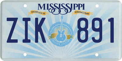 MS license plate ZIK891