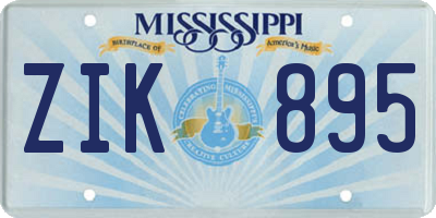 MS license plate ZIK895