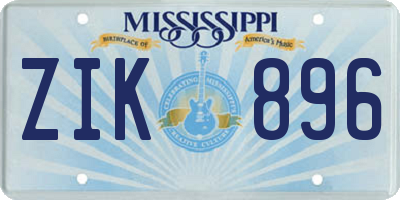 MS license plate ZIK896