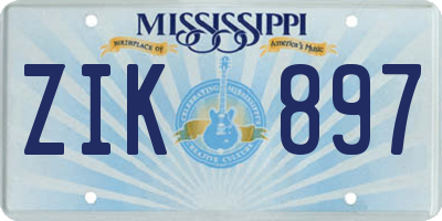 MS license plate ZIK897