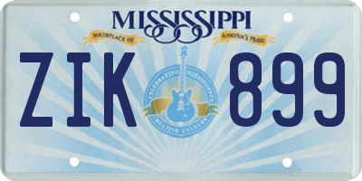 MS license plate ZIK899