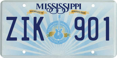 MS license plate ZIK901