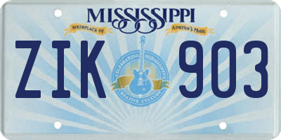 MS license plate ZIK903