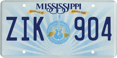 MS license plate ZIK904