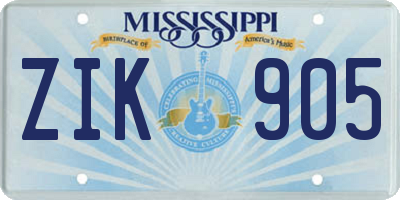 MS license plate ZIK905