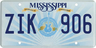 MS license plate ZIK906