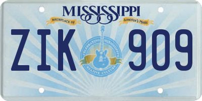 MS license plate ZIK909