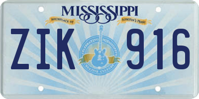 MS license plate ZIK916