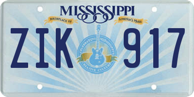 MS license plate ZIK917
