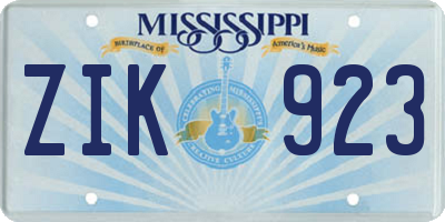 MS license plate ZIK923