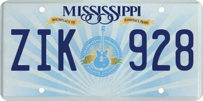 MS license plate ZIK928