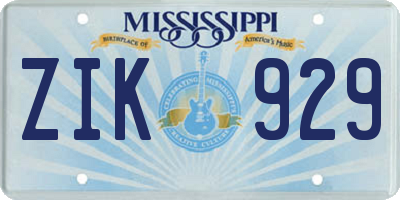 MS license plate ZIK929