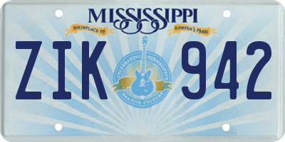 MS license plate ZIK942