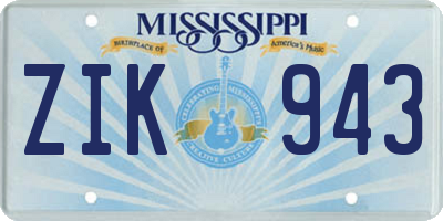 MS license plate ZIK943