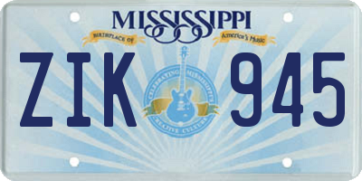 MS license plate ZIK945