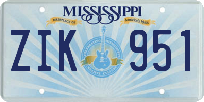 MS license plate ZIK951