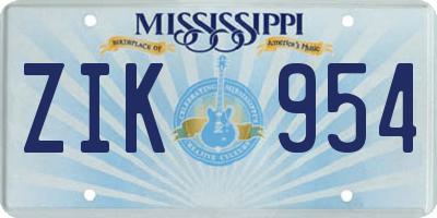 MS license plate ZIK954