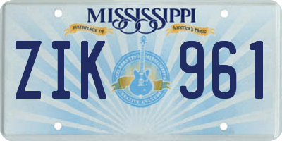MS license plate ZIK961