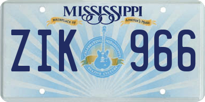 MS license plate ZIK966