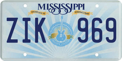 MS license plate ZIK969