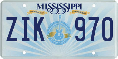 MS license plate ZIK970