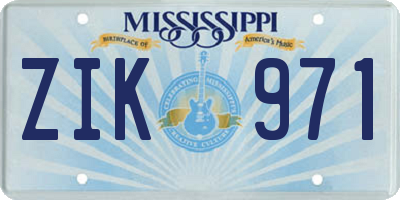 MS license plate ZIK971