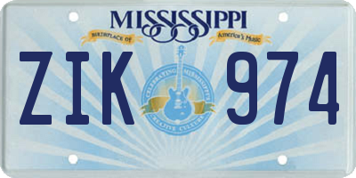 MS license plate ZIK974