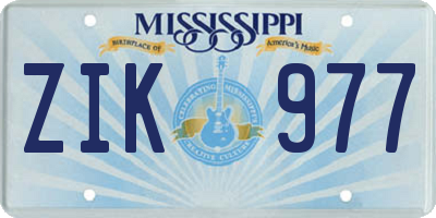 MS license plate ZIK977
