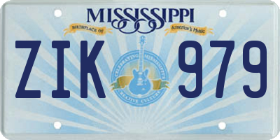 MS license plate ZIK979