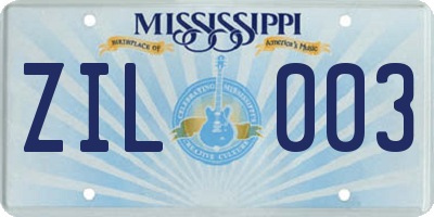 MS license plate ZIL003