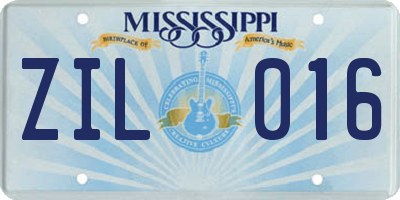 MS license plate ZIL016