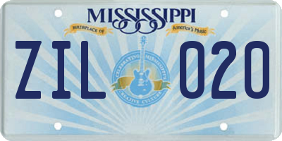 MS license plate ZIL020