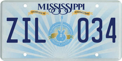 MS license plate ZIL034