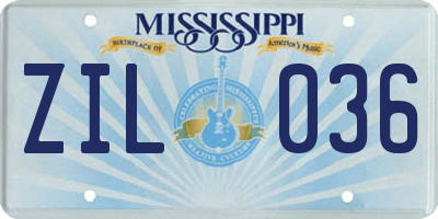 MS license plate ZIL036