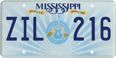 MS license plate ZIL216