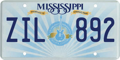 MS license plate ZIL892