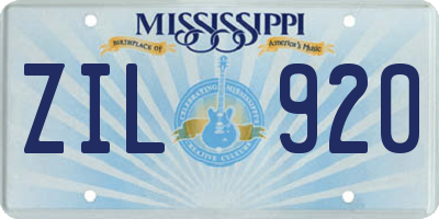 MS license plate ZIL920