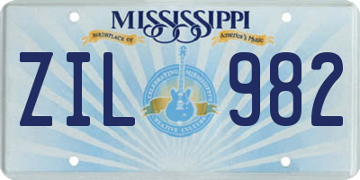 MS license plate ZIL982