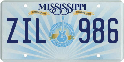 MS license plate ZIL986