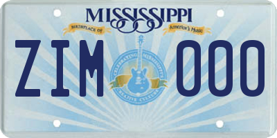 MS license plate ZIM000