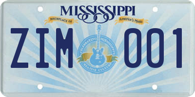 MS license plate ZIM001