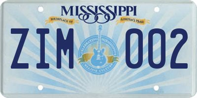 MS license plate ZIM002
