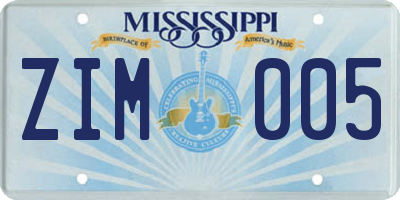 MS license plate ZIM005