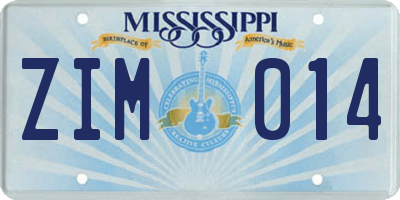 MS license plate ZIM014