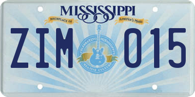 MS license plate ZIM015